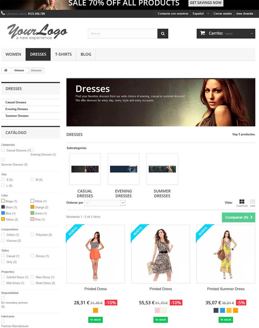 Tienda con descuentos PrestaShop 1.6